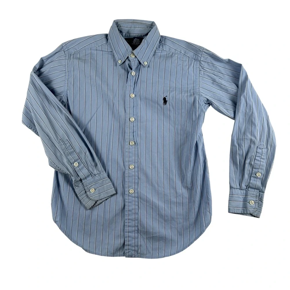 Ralph Lauren Shirt Youth‎ Boys Small Striped Button Down Long Sleeve Dress Shirt